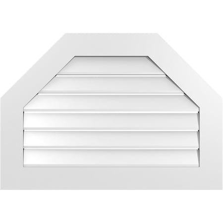 Ekena Millwork Octagonal Top Surface Mount PVC Gable Vent: Functional, w/ 3-1/2"W x 1"P Standard Frame, 34"W x 24"H GVPOT34X2401SF